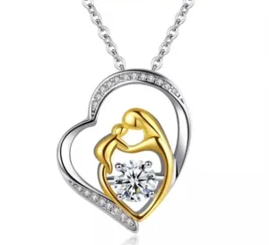 Troli Romantica collana bicolore con cuore Madonna (ciondolo a catena) #496500
