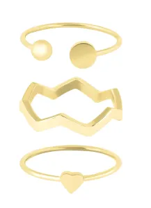 Troli Set di anelli di design in acciaio placcato oro 58 mm