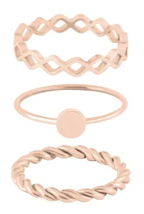 Troli Set di anelli di design in acciaio placcato oro rosa 50 mm