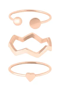 Troli Set di anelli di design in acciaio placcato oro rosa 60 mm