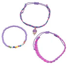 Troli Set di braccialetti viola per ragazze Lecca lecca (3 pezzi)
