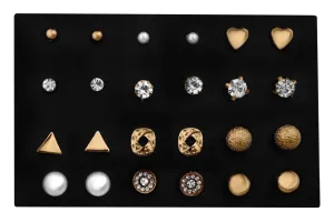 Troli Set di eleganti orecchini placcati in oro - a lobo Gold (12 paia)