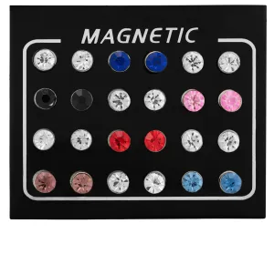 Troli Set di orecchini magnetici con cristalli colorati (orecchini a lobo, mini spilla)