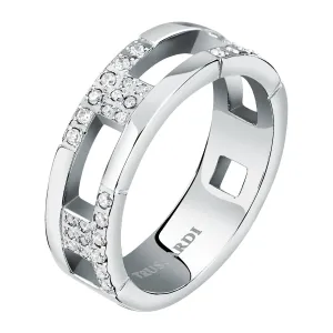 Trussardi Elegante anello in acciaio con zirconi T-Logo TJAXC40 54 mm