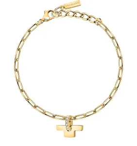 Trussardi Elegante bracciale placcato oro con cristalli T-Logo TJAXC24