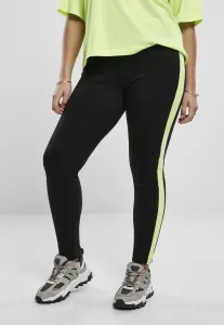 Women's Neon Leggings with Side Stripe Black/Electric Lime