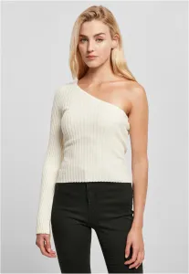 Women's sweater with short rib knit with one sleeve whitesand #2873327