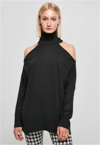 Ladies' turtleneck sweater on the shoulders, black