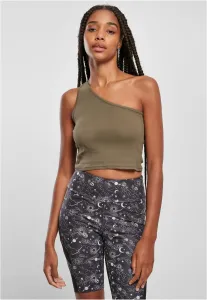 Women's cropped asymmetrical khaki top