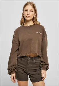 Women's Cropped Small Embroidery Terry Crewneck brown #2900920