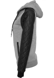 Women's diamond sleeve with zipper hood made of synthetic leather grey/blk
