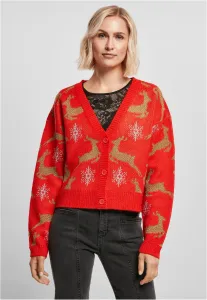 Women's Short Oversized Christmas Cardigan Red/Gold #2939052