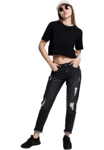 Women's short oversized T-shirt in black color