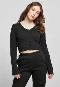 Women's sweater with cropped ribs, black