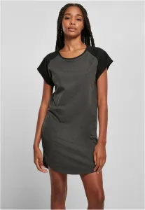 Women's raglan T-shirt with contrasting charcoal/black