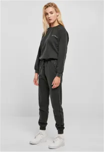 Women's Small Embroidered Long Sleeve Terry Jumpsuit Black #2933055