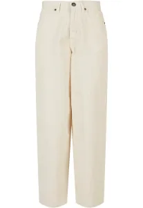 Ladies' corduroy 90 ́S high-waisted trousers, white sand #2883747
