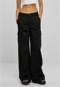 Women's high-waisted and wide-leg twill trousers black