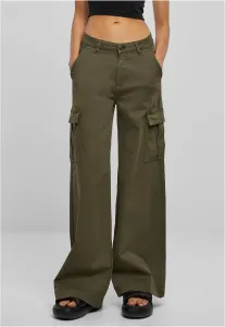 Women's high-waisted and wide-waisted twill trousers Cargo Olive #2884869