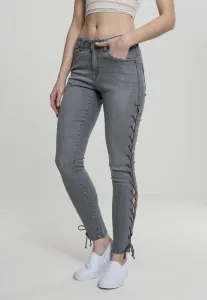 Women's denim pants Lace Up Skinny Grey #2914062