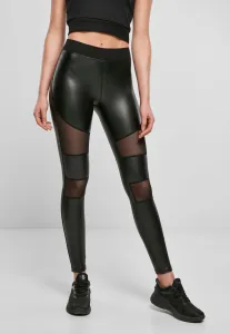 Women's Tech Mesh Leggings in Faux Leather Black