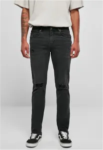 Distressed Stretch Denim Pants Black Ruined Washed #2886026