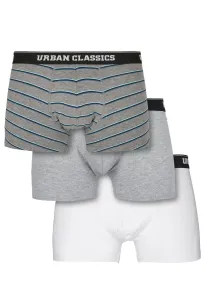 3-Pack Boxer Shorts Wide Stripe Aop + Grey + White