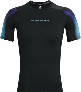 Under Armour Men's UA HeatGear Armour Novelty Short Sleeve Black/Blue Surf XL Maglietta fitness