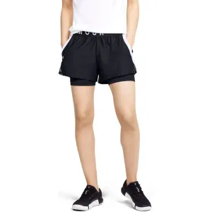 Under Armour Women's UA Play Up 2-in-1 Shorts Black/White L Pantaloni fitness