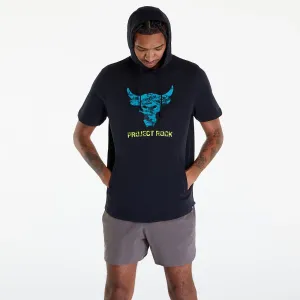 Under Armour Project Rock Payoff Short Sleeve Terry Hoodie Black/ Coastal Teal #3098001