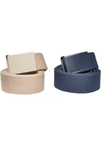 Colorful Canvas Belt with Buckle 2-Pack Sand/Navy