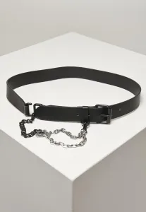 Imitation leather strap with metal chain black #2898624