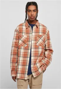 Long oversized shirt with plaid softseagrass/red leaves