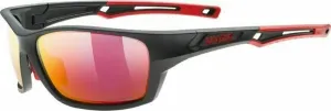 UVEX Sportstyle 232 Polarized Black Mat Red/Mirror Red Occhiali da ciclismo