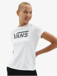 White Women's T-Shirt with Print Vans Flying V Crew - Women #115229