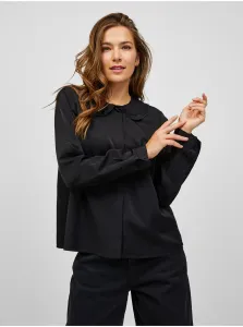 Black satin blouse with decorative collar VERO MODA Anny - Ladies