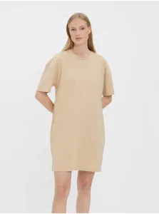 Beige short basic dress with pockets VERO MODA Nella - Women
