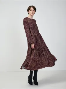 Burgundy Women's Patterned Midi Dress VERO MODA Uma - Women