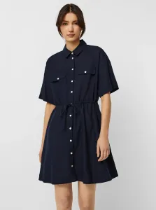 Dark blue shirt dress with linen VERO MODA Haf - Ladies #967207