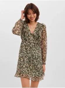 Green floral dress with ruffles VERO MODA Ina - Women #917236