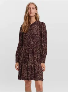 Vero Moda Burgundy Short Patterned Shirt Dress with Pleated Sleeves VERO - Ladies