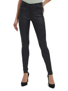 Vero Moda Pantaloni da donna VMSEVEN Slim Fit 10138972 Black COATED S/32