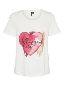 Vero Moda T-shirt da donna VMAMALA Regular Fit 10291798 Snow White Heart M