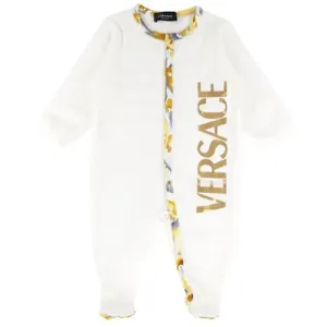 Versace - Baby White/Gold Unisex Babygrow - 6M WHITE
