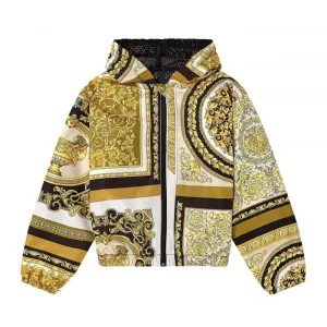 Versace Boys Barocco Mosaic Print Hooded Jacket Gold - MULTI COLOURED 8Y