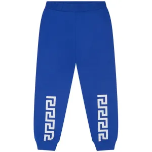 Versace Boys Greca Pattern Print Joggers Blue - 10Y Blue