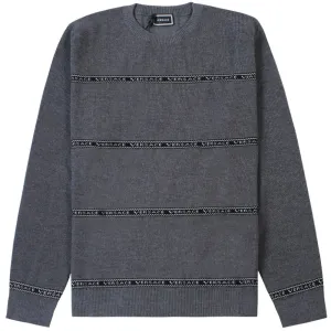 Young Versace Boys Tape Logo Knitted Jumper Grey - GREY 10Y