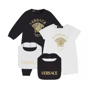 Versace Baby Boys Medusa Logo Bib & Shirt Set White & Black - WHITE 3M
