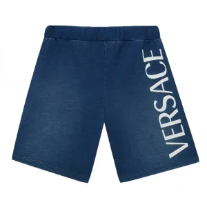 Versace Boys Cotton Shorts Blue - BLUE 12Y