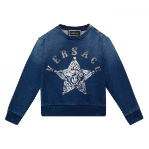 Versace Baby Boys Cotton Sweatshirt Blue - BLUE 3M